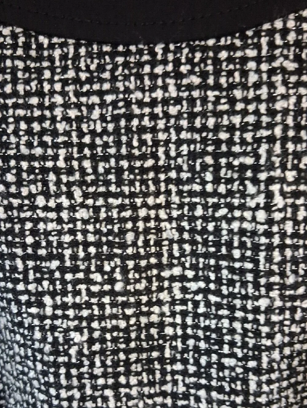 White House Black Market Black and White Tweed-Panel Midi Sheath Dress